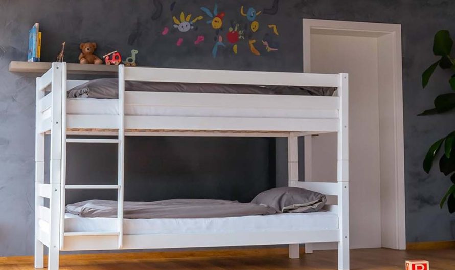 Staboos Massivholz Etagenbett für 2 Kinder 90×200 cm – Hochbett Liam mit Leiter aus Buche